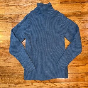GAP Steel Blue Ribbed Turtleneck Sweater